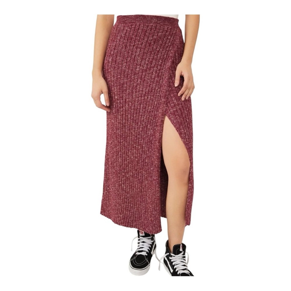 FREE PEOPLE Womens Size XS Pull On Rib Sweater Knit Side Slit Better Days Skirt